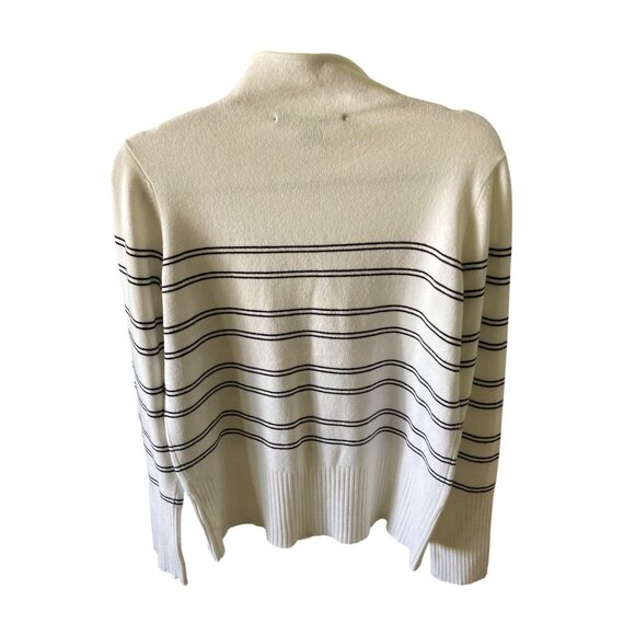 French Connection NWOT Mock Neck Sweater White w Black Stripe Large - Picture 4 of 6